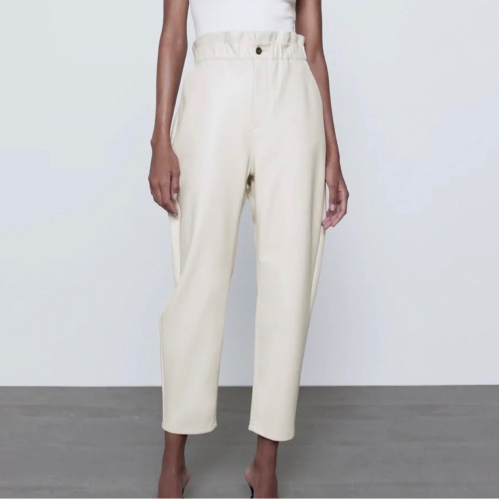 Faux leather baggy pants